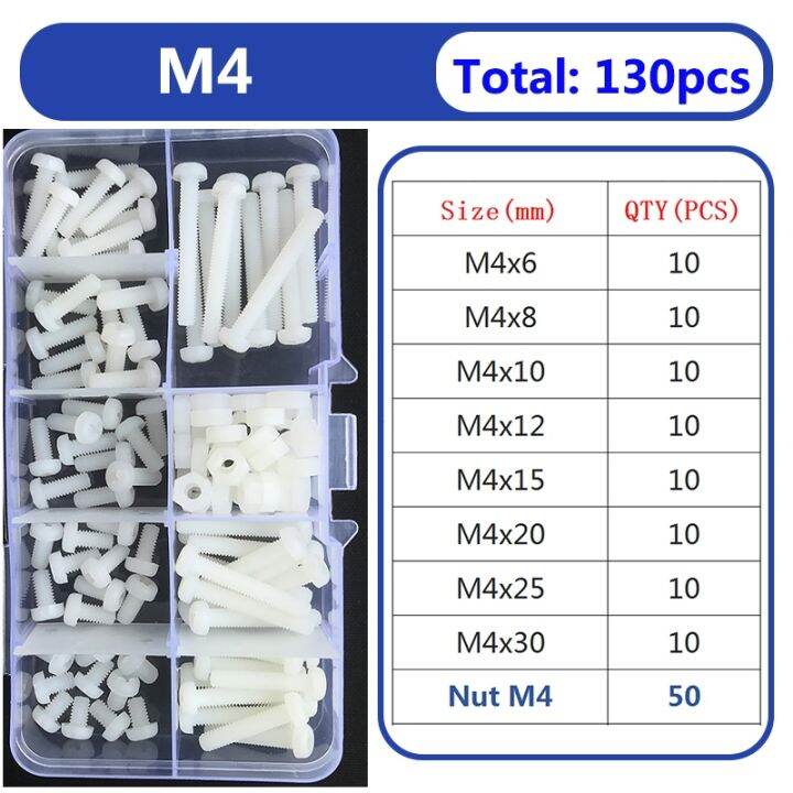 set-mesin-cuci-mur-sekrup-hex-nilon-putih-m2-m3-m4-m5-m6-baut-silang-kepala-bulat-plastik-terisolasi-sekrup-kepala-bor-datar-phillips