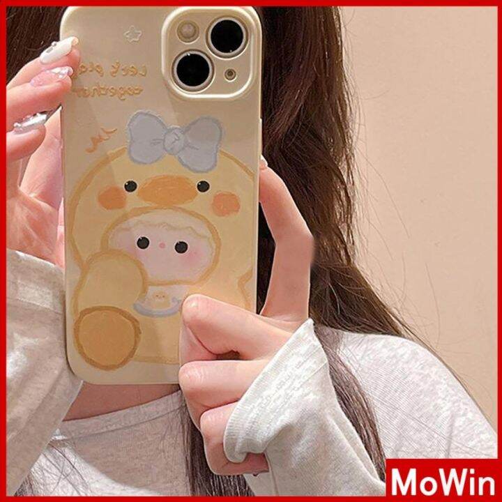 mowin-เข้ากันได้สำหรับ-เคสไอโฟน-เคสไอโฟน11-เคส-iphone-11-เคสไอโฟนครีมเคลือบเงาฟิล์มนุ่ม-tpu-เคสกล้องกันกระแทกป้องกันเป็ดสีเหลืองน่ารักเข้ากันได้กับ-iphone-13-pro-max-12-pro-max-11-xr-xs-max-7-8plus