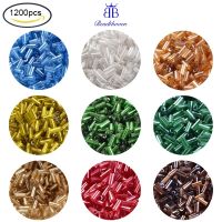 Ready Stock 1200Pcs Tube Transparent Colours Pearl Luster Plated Round Hole Glass Bugle Beads 0.8mm For Jewelry Beads Making