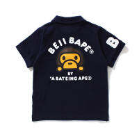 （HOT)BEII&amp;BAPE เสื้อผ้าเด็กแบรนด์แฟชั่น T เสื้อปักลายกล้วย POLO เสื้อแขนสั้นลิงเพิร์ลเสื้อหลวมๆ