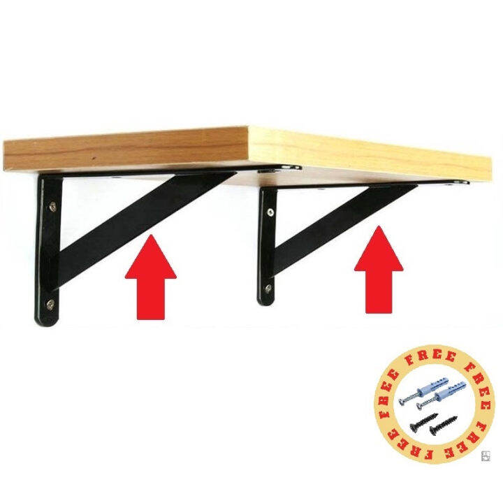 1pc Black Colored Metal Heavy Duty Shelf Bracket L Shape Thickened