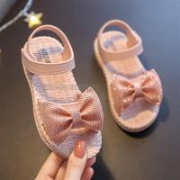 Summer Girl Shoes Bow Non-slip Soft Kids Toddler Baby Shoes Korean Children Girls Princess Open Toe Beach Sandals2023