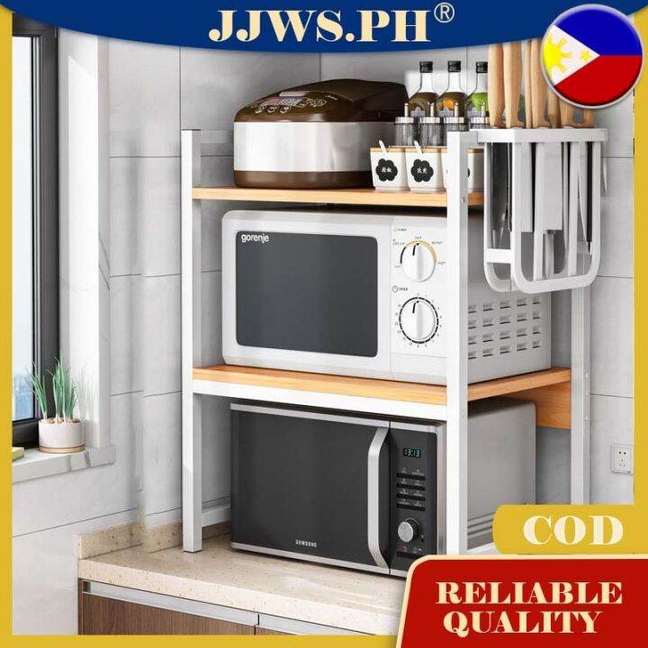 Hot BNJ.PH ⭐COD⭐ Microwave Rack 3 Tier Stainless Steel Kitchen Rack Expandable Rack Organizer