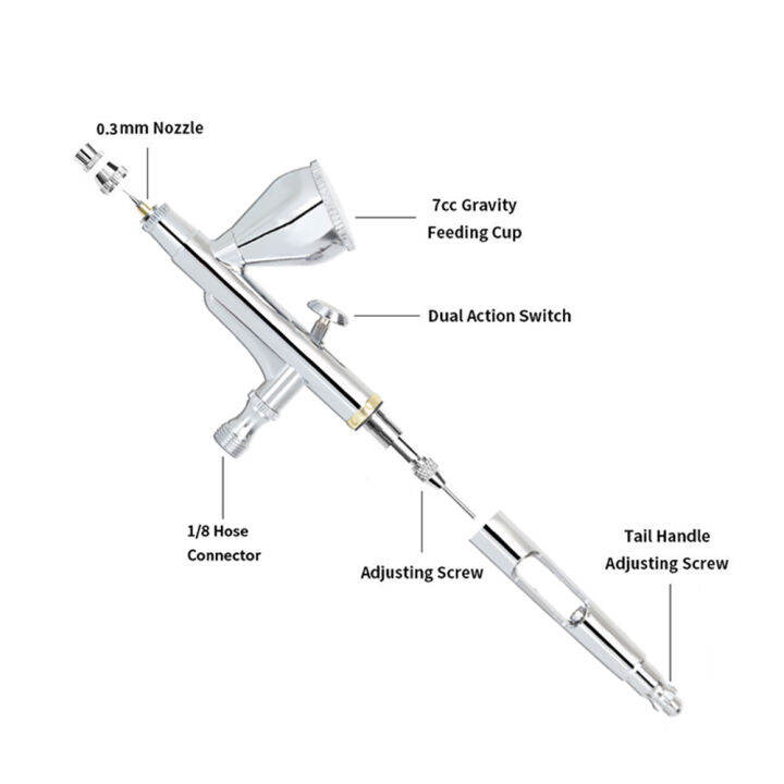 dual-action-airbrush-spray-ปากกาประเภทปุ่มคอมเพรสเซอร์-compatible-air-brush-set-easyclean-สำหรับสีผสมอาหารแต่งหน้ารุ่น-painting