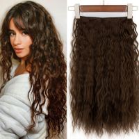 Synthetic One Piece 5clips Long Curly Clips in Hair Extension Natural Hair Water Wave Blonde Black 24" For Women Hairpieces Wig  Hair Extensions  Pads