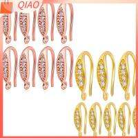 QIAO สีทองสีโรสโกลด์ ตะขอเกี่ยวหู ทองเหลืองชุบทอง ตะขอเกี่ยวหูทองเหลือง Rhinestone earwire DROP ตะขอต่างหูเพชรสวิส อุปกรณ์เครื่องประดับอัญมณี