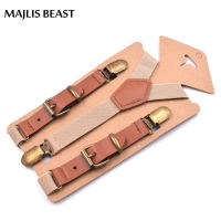 สีทึบเข็มขัดผู้ชายผู้ชายผู้หญิงSuspendersโพลีเอสเตอร์ + Pu 3คลิปY-กลับจัดฟันยืดหยุ่นปรับ