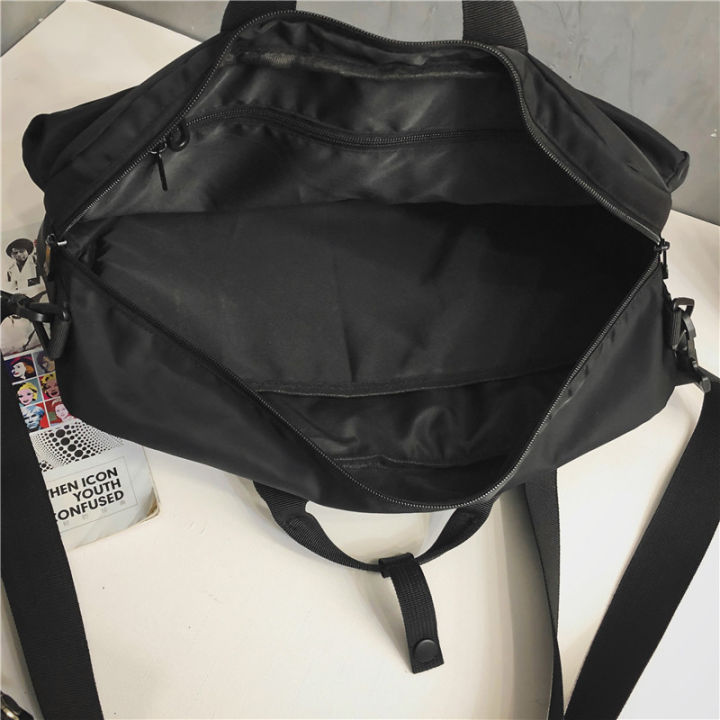 literary-tote-bag-student-retro-shoulder-bag-youth-unisex-light-messenger-bag-durable-black-green-school-bag