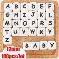 【YF】❈  100Pcs 12MM Silicone Beads Food Grade English Alphabet Personalized Name Pacifier Chain Jewelry Making