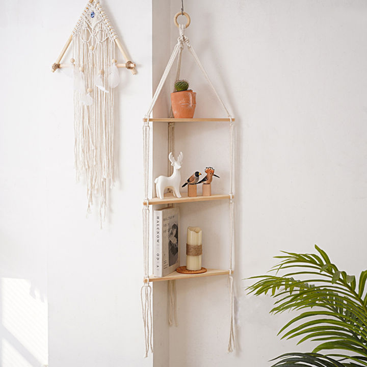 bedroom-decor-cotton-rope-weaving-living-room-storage-wooden-clapboard-wall-hanging-shelf-clapboard-corner-shelf