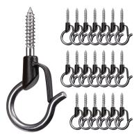 20PCS Q Hanger Hooks Heavy Duty Wall Ceiling Hooks with Safety Buckle Outdoor Screw Hooks for Hanging Lights Plants