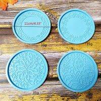 5 PcsSet Vintage Pattern Coaster with Storage Base Epoxy Resin Molds Cup Mat Mug Pad Silicone Mould DIY Crafts Jewelry Home