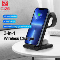 ZUZG 3 In 1 15W Wireless Charger Stand สำหรับ IPhone 14 13 12 11 XR 8 Apple Watch Qi Fast Charging Dock Station การออกแบบพับ3W สำหรับ Airpods Pro IWatch Home Travel