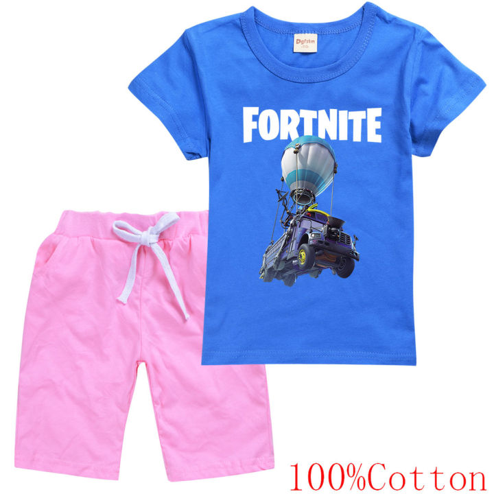 fortnites-เสื้อยืดชุดสาวเด็กแขนสั้นเสื้อทีกางเกงขาสั้นที่เดินทางมาพักผ่อนการ์ตูนกางเกงขาสั้นแฟชั่นใหม่เกาหลีบุคลิกภาพเสื้อยืด8658