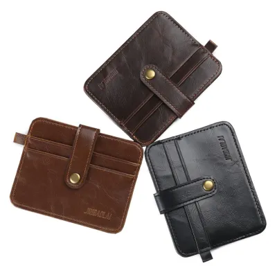 Hot Vintage Crazy Horse Leather Slim Mens Wallet With Small Money Bag Man Thin Credit Card Holder Mini Purse For Male