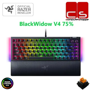  Razer BlackWidow V4 75% Mechanical Gaming Keyboard:  Hot-swappable Design - Compact & Durable - Orange Tactile Switches - Chroma  RGB - MF Roller & Media Keys - Comfortable Wrist Rest - White : Electronics