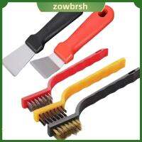 ZOWBRSH 5pcs ทนทานสำหรับงานหนัก ชุดแปรงลวด เหล็กไร้สนิม ทองเหลืองเบิ้ล แปรงรอยขีดข่วน คุณภาพสูงมาก ไนลอนทำจากไนลอน ที่ขัดทำความสะอาด