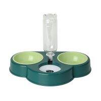 3 In 1 Pet Tableware ชามอาหารสุนัข No-Spill Automatic Water Dispenser Combo Set สำหรับแมวชามสูง