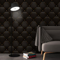 【 Cw】3D หนัง Faux วอลล์เปเปอร์กาวตนเองกันน้ำห้องนั่งเล่นตกแต่งผนังทีวี Wallcoverings สีขาวสีดำสีแดงยุโรป