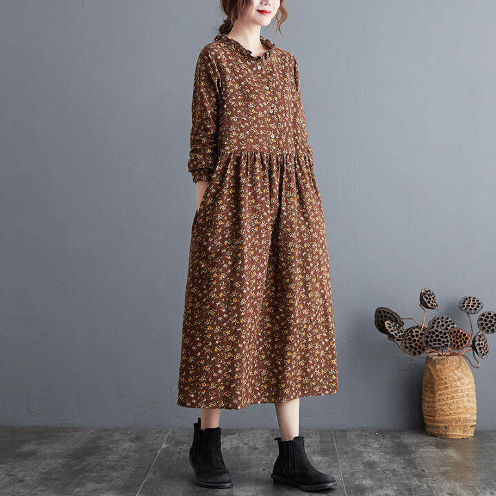 nyfs-2021-new-spring-autumn-vintage-long-sleeve-woman-dress-vestido-de-mujer-robe-elbise-cotton-linen-floral-dresses-for-women