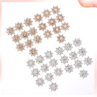 LULU 10PCS 16MM DIY ชุบ Flatback ปุ่ม Rhinestone หัวเข็มขัดไข่มุก ตัดเย็บเสื้อผ้า ปุ่มเกล็ดหิมะ