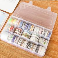 15 grids Washi Tape Storage Box For Nail Art Transfer Foil Sticker Organizer Multifunction Scrapbook DIY Learning Office Article Wall Stickers Decals