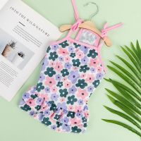 2023 Summer Pet Suspender Skirt Flower Pattern Print Pet Clothes Cute Dog Dress Breathable Dresses