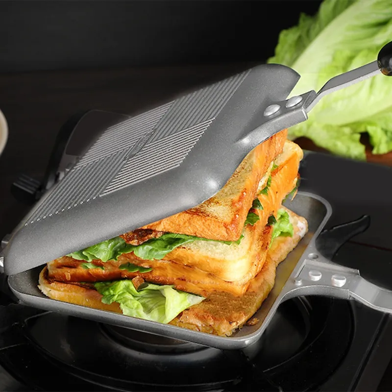 Supplies Non-Stick Sandwich Maker Foldable Grill Double-Sided Frying Pan