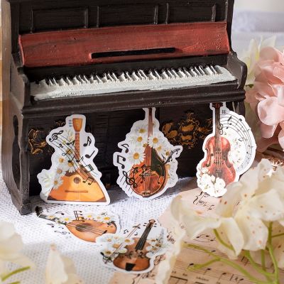 【YF】 20Pcs Per Pack Music Stickers Scrapbooking Musical instrument Flowers accordion cello notes decoration Material