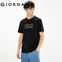 เสื้อยืดพรีเมี่ยมHH Giordano ผู้ชายเสื้อยืดสไตล์อินเทรนด์สีเปลี่ยนการออกแบบเสื้อยืดพิมพ์ตัวอักษรแขนสั้นลำลอง Comfy เสื้อยืด cotton