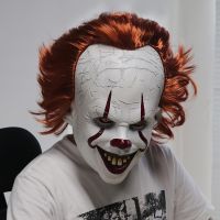 1 PC ชายสยองขวัญ Clown Mask,Latex คอสเพลย์น่ากลัวผมสีแดง Clown หมวก,ฮาโลวีน Carnival เครื่องแต่งกาย PROP