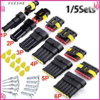 XUESHE 1/5Sets เครื่องประดับ เทอร์มินัล สายรถ 1P 2P 3P 4P 5P 6P ปลั๊กตัวผู้และตัวเมีย สายไฟฟ้า ขั้วต่อกันน้ำสำหรับยานยนต์