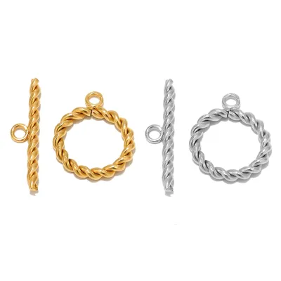 5 Sets Stainless Steel Gold Color Twist OT Toggle Clasp DIY Jewelry Making Necklace Hooks Bracelets Connectors Findings Supplies