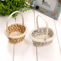 Plastic Rattan Weaved Storage Basket Handmade Carfts Portable Basket Gold Silver Color Candy Sundries Storage Container