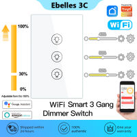 Tuya WiFi สมาร์ทสวิตช์หรี่ไฟสหรัฐมาตรฐาน23แก๊งแผงสัมผัสสวิทช์ไฟ LED ปรับความสว่างเสียงสำหรับ Alexa