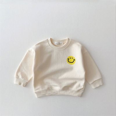 Autumn and Winter Children Striped Smiley Face Pringed Letter Sweater