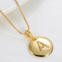 [In stock] ประตู Dongguk 14k สร้อยคอป้ายตัวอักษรภาษาอังกฤษทองแฟชั่นแฟลชเพชรจี้สวยหรูโซ่กล่องเวนิส