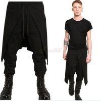 Medieval Steampunk Black Pant Costume For Men Western Style Spliced Loose Pants Stage Cosplay Halloween Gothic Fashion Pant