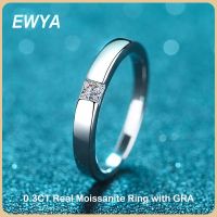 EWYA แหวนตัด Moissanite 0.3CT GRA สำหรับผู้หญิงผู้ชายเครื่องประดับแหวนแต่งงานแหวนหมั้นเงิน925