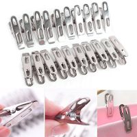 20pcs Clothespins Laundry Stainless Steel Antiskid Windproof Clip Underwear Towel Metal Clip Laundry Sock Hang Fixed Accessories Clothes Hangers Pegs