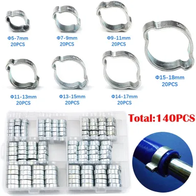 ►♞✴ 140PCS Hose Clamp Double Ears Clamp 5-18mm Worm Drive Fuel Water Hose Pipe Clamps Clips Hose Fuel Clamps Kit
