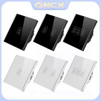 QNCX EU สวิตช์ไฟ AC100-240แก้วคริสตัลสีขาวเทมเปอร์แผงไฟ Led ประสาทสัมผัสสวิตช์ผนัง1/2/3 Gang Interruttore