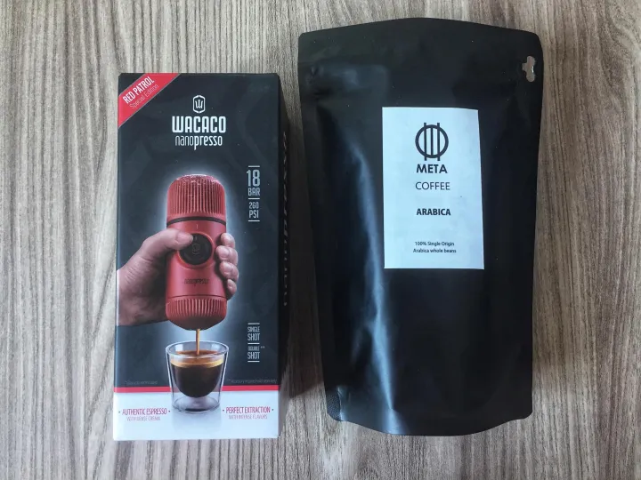 Wacaco Nanopresso hand held Espresso Machine with 250g of META Coffee