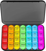 【CW】☃  Weekly Pill Organizer 4 a Day 7 Large with 28 Compartment to Hold Medicine Vitamin