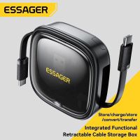 Essager Wire Winder Box Portable Multifunctional Data Cable Storage Case 60W Fast Charging Cord Travel Storage Case Phone Holder