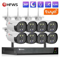 ระบบ CCTV แบบไร้สายกล้องวงจรปิดnvr Wifi 3MP ระบบการรักษาความปลอดภัยกล้อง IP Tuya กลางแจ้งกล้องวงจรปิดชุดวิทยุตรวจตราสองทาง