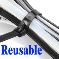 Reusable Releasable adjustable cable tie Nylon plastic zip tie wrap tie 20Pcs each Bag