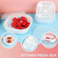 Double Layer Drainage Preservation Box For Household Refrigerator Convenient Sealed Kitchens Vegetable Box And Fruit Plates Fruit Snack Preservation H7Q3