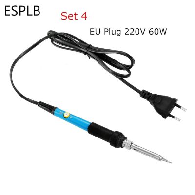 ESPLB 110V/220V สหรัฐ/ปลั๊กไฟฟ้าแบบยุโรปเครื่องเชื่อมเหล็กปรับอุณหภูมิได้สถานีเชื่อมโลหะบัดกรีดินสอความร้อน + 5ชิ้นปลาย