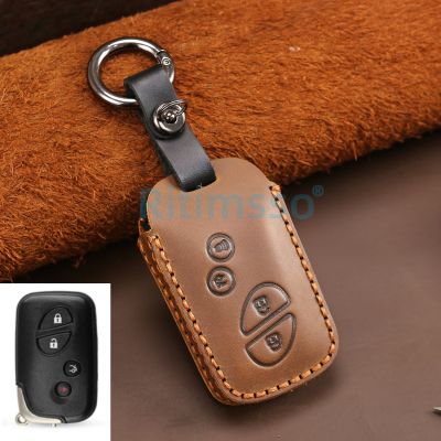 dvvbgfrdt Genuine Leather Remote Key Case Fob Cover Bag for Lexus IS ES GS LS CT LX GX RX 4 Buttons Key Case